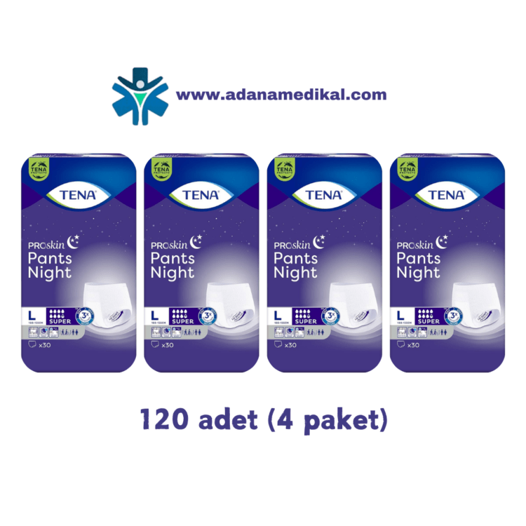 Tena Gece Yetişkin Bezi Külotlu Büyük Boy (L) 120 Adet (4 Paket)