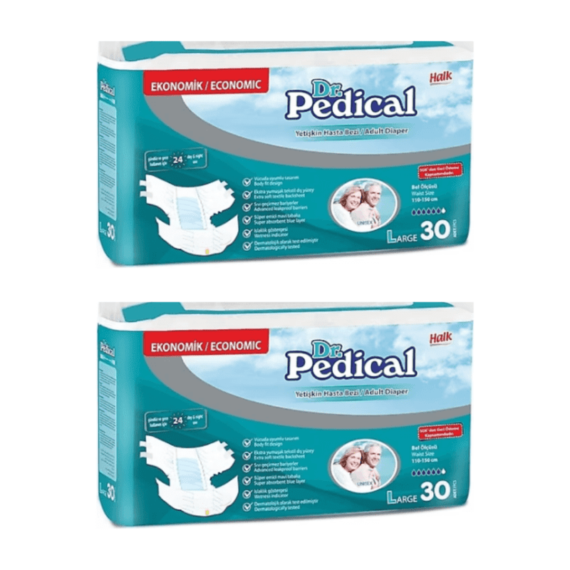 Dr Pedical Belbantlı Hasta Bezi L Büyük Boy 30'lu 2 Paket (60 Adet)