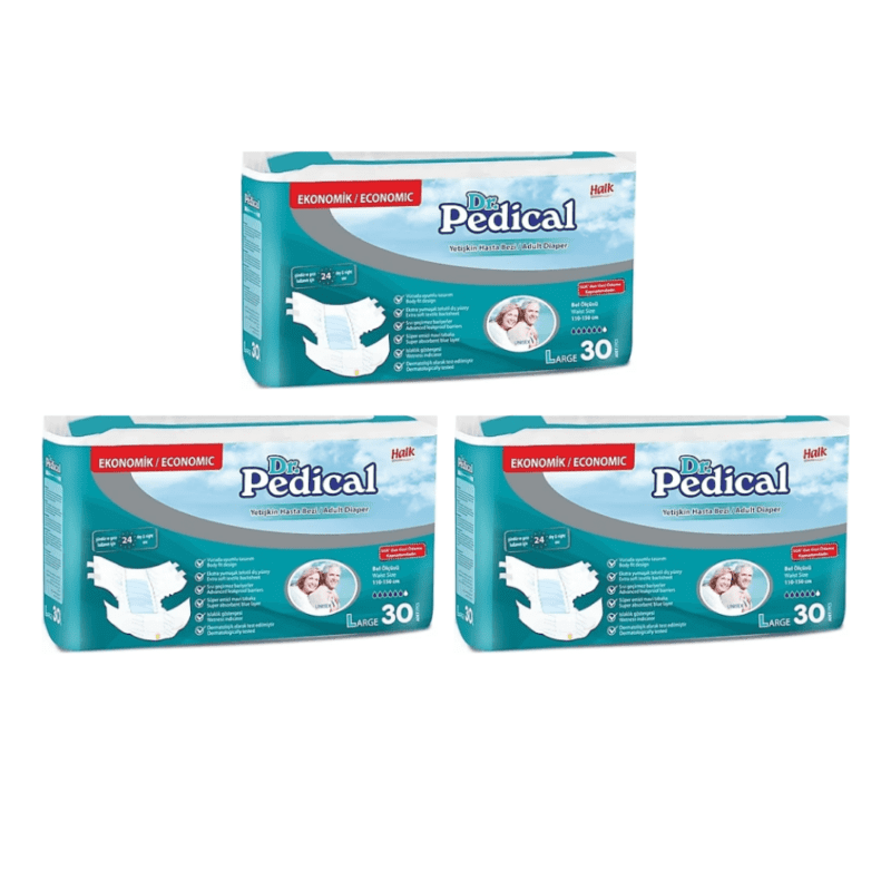 Dr Pedical Belbantlı Hasta Bezi L Büyük Boy 30'lu 3 Paket (90 Adet)