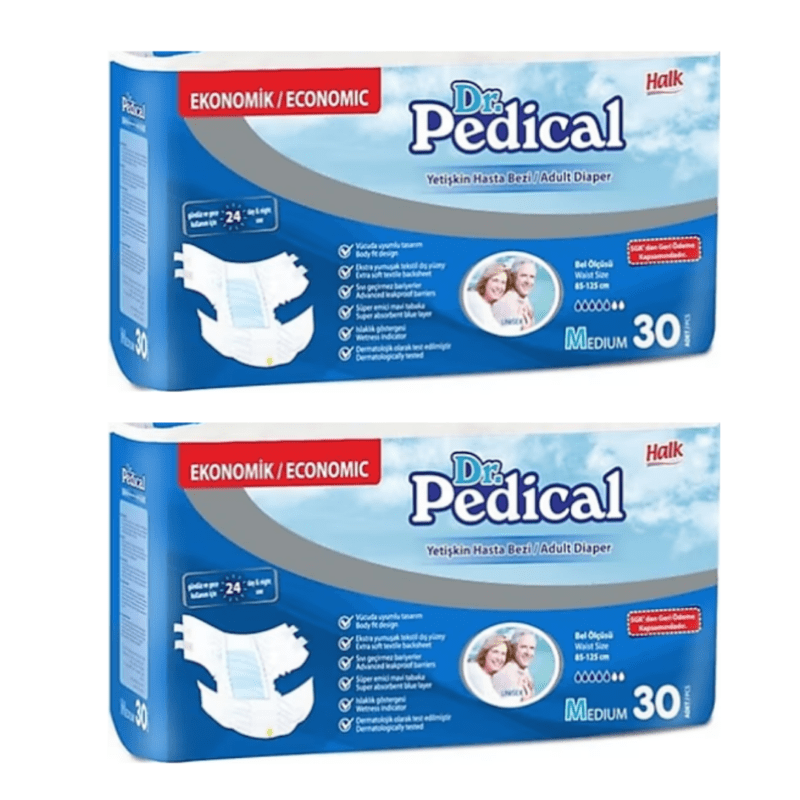 Dr Pedical Belbantlı Hasta Bezi Orta Boy 30'lu 2 Paket (60 Adet)