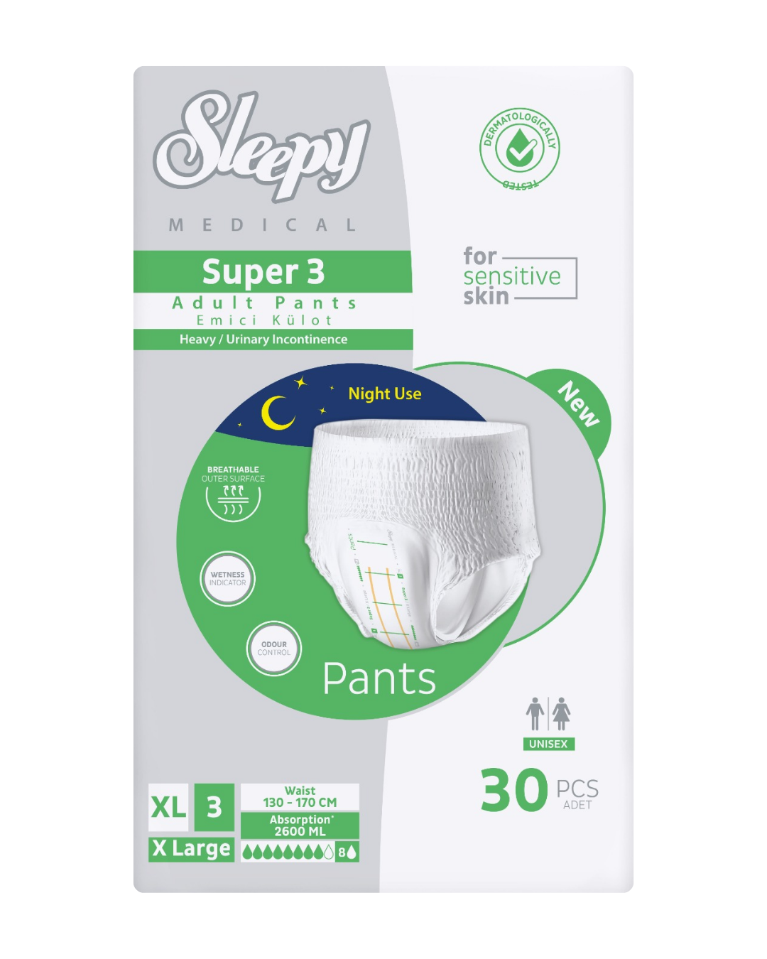 Sleepy Süper3 Emici Külot Yetişkin Bezi Ekstra Büyük Boy (xl) 30'lu 1 Paket