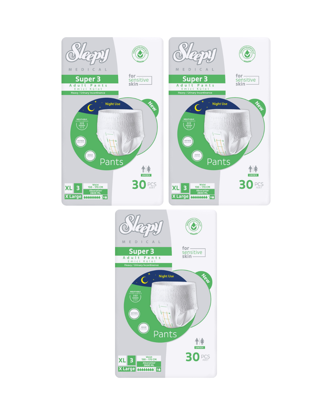 Sleepy Süper3 Emici Külot Yetişkin Bezi Ekstra Büyük Boy (xl) 90'lı 3 Paket