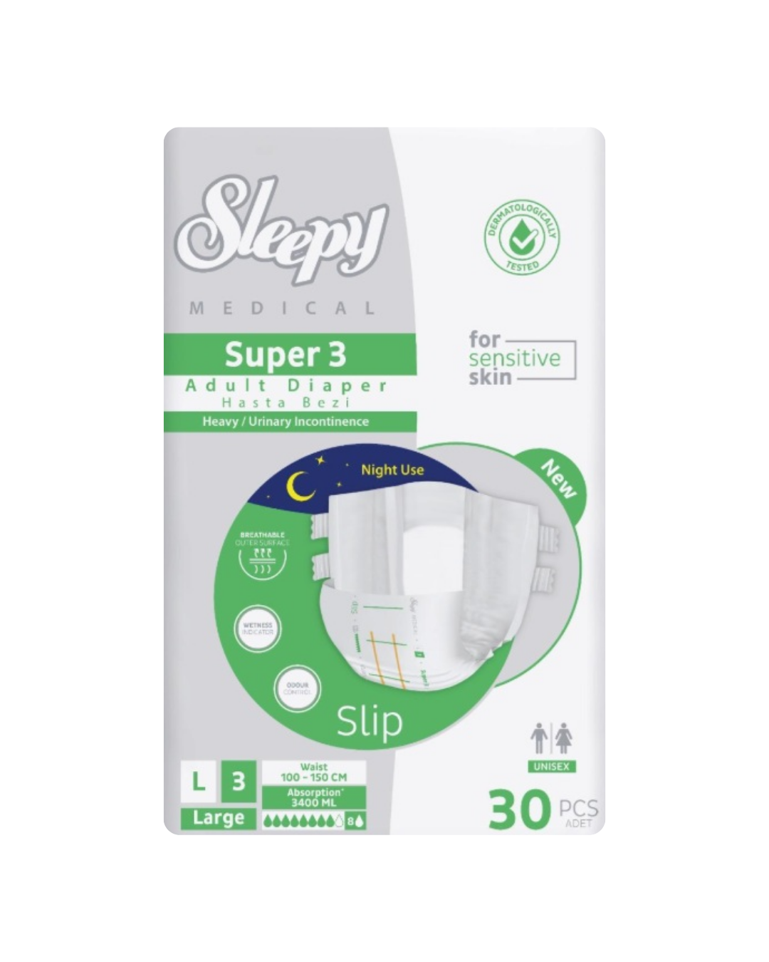 Sleepy Süper3 Emici Külot Yetişkin Bezi Büyük Boy (L) 30'lu 1 Paket