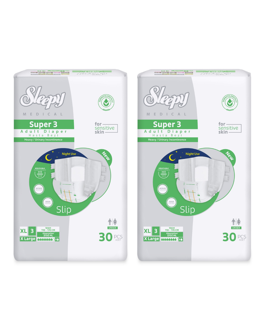 Sleepy Medical Süper 3 XL 60 Adet | 3700 ml Çok Yüksek Emici Hasta Bezi