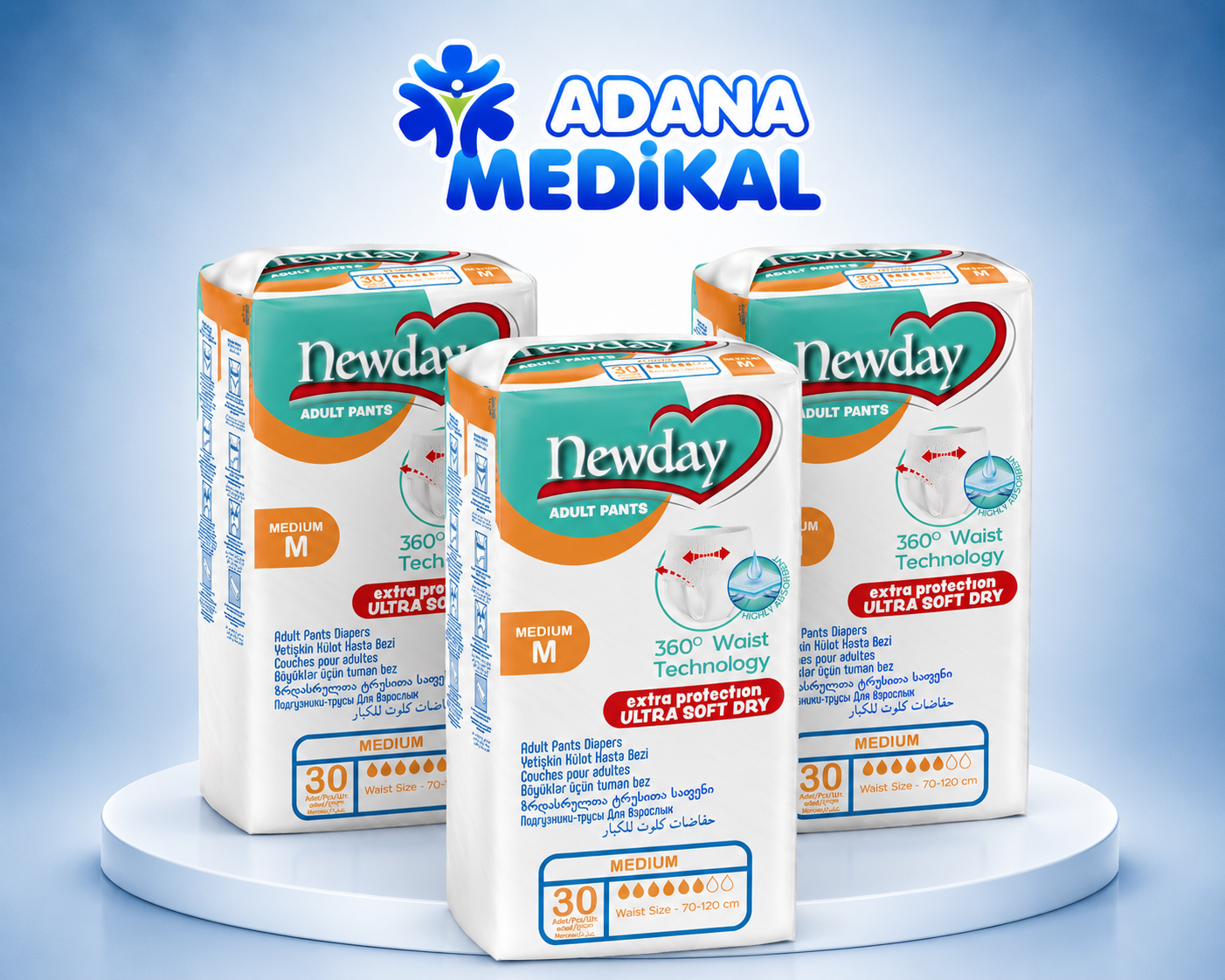 Newday - Emici Külot Orta Boy (M) Hasta Bezi 30'lu 3 Paket